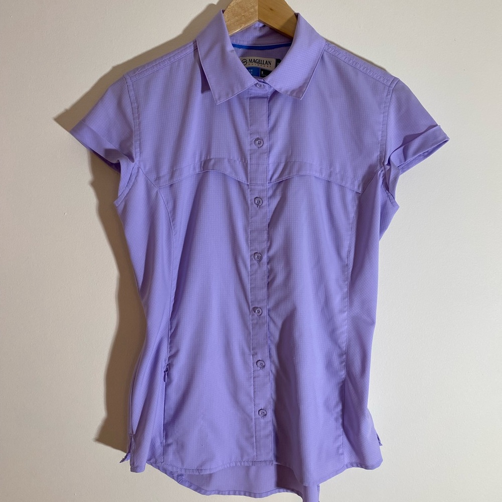 Magellan Outdoors MagWick Light Purple Fish Gear Shirt Size S